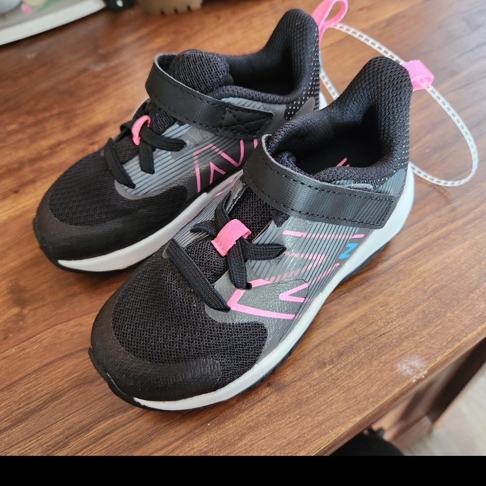New Balance Kids Black and Pink Athletic Sneakers